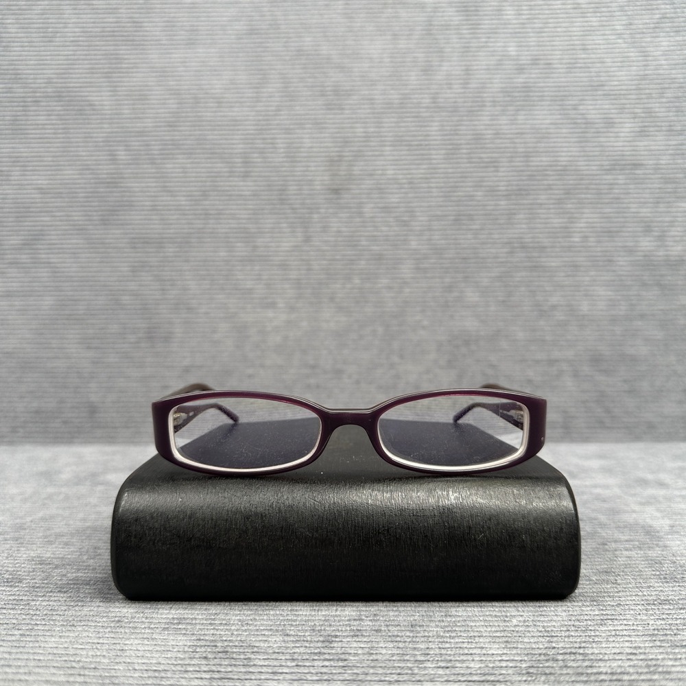 Guess Y2K Eyeglasses Purple Rectangular Frames G Logo 51-17-135 PUR Brown Temple